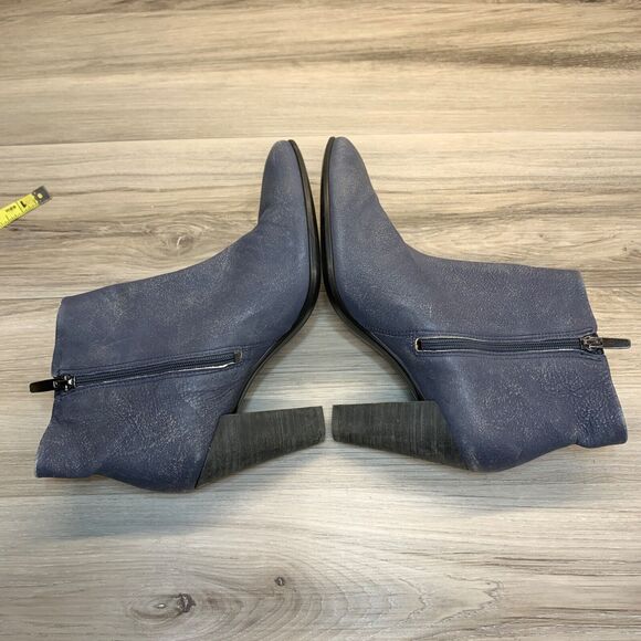 Ecco Shape 75 Ankle Bootie EU 38 US 7 Marine Blue Nubuck Leather High Heel - Picture 3 of 13